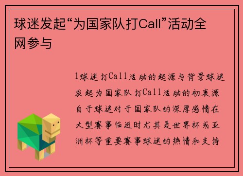 球迷发起“为国家队打Call”活动全网参与
